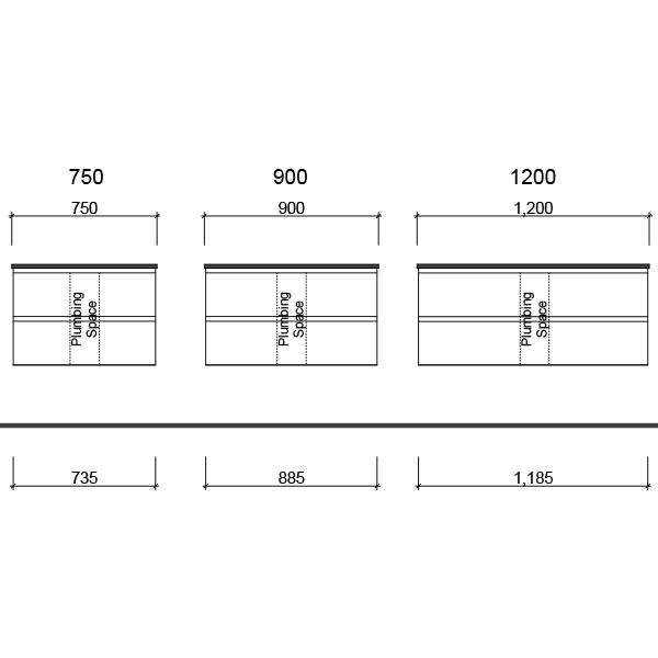 Timberline Nevada Plus Wall Hung Vanity with Regal Acrylic Top - Wellsons