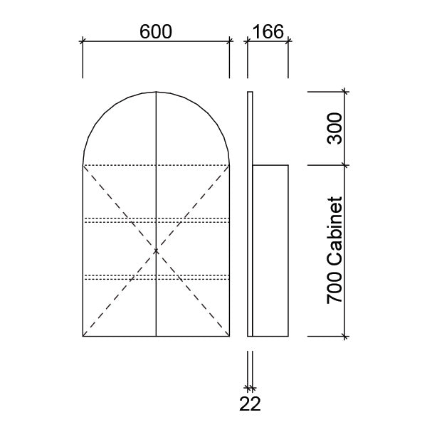 Timberline Church Shaving Cabinet 600mm