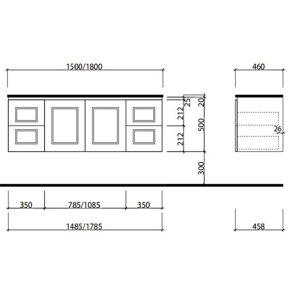 Timberline Nevada Classic Wall Hung Vanity Alpha Ceramic Basin Top - Wellsons