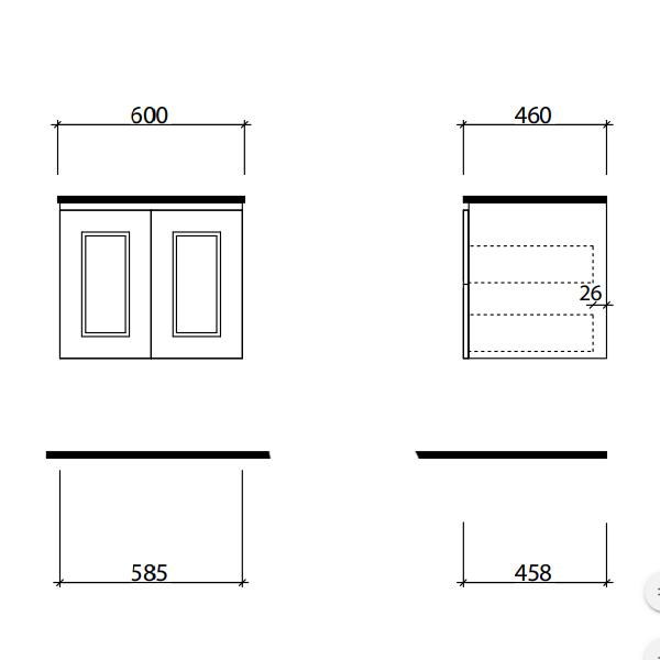 Timberline Nevada Classic Wall Hung Vanity Alpha Ceramic Basin Top - Wellsons
