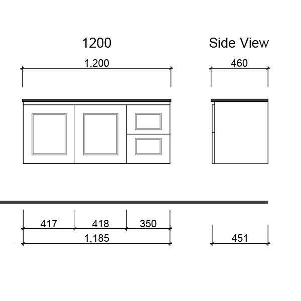 Timberline Nevada Classic Wall Hung Vanity Alpha Ceramic Basin Top - Wellsons