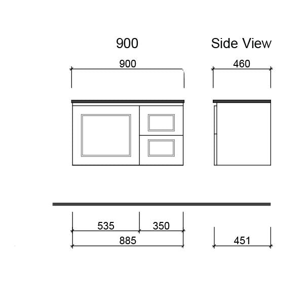 Timberline Nevada Classic Wall Hung Vanity Alpha Ceramic Basin Top - Wellsons