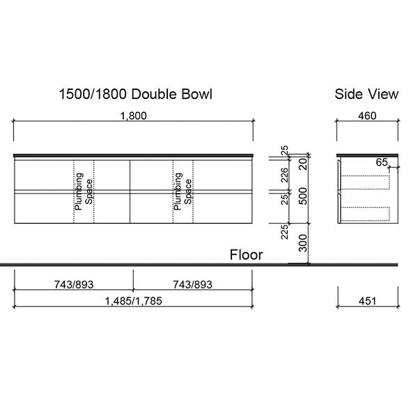 Timberline Nevada Plus Wall Hung Vanity with Above Counter Basin - Wellsons