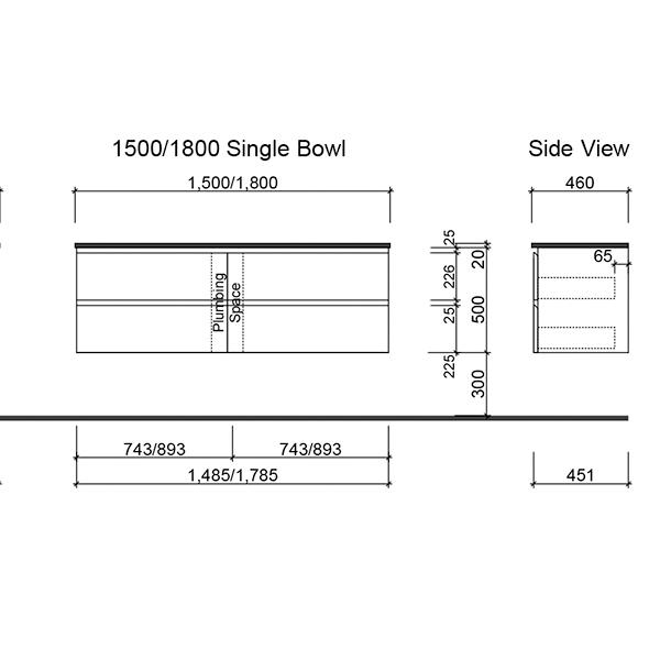 Timberline Nevada Plus Wall Hung Vanity with Above Counter Basin - Wellsons