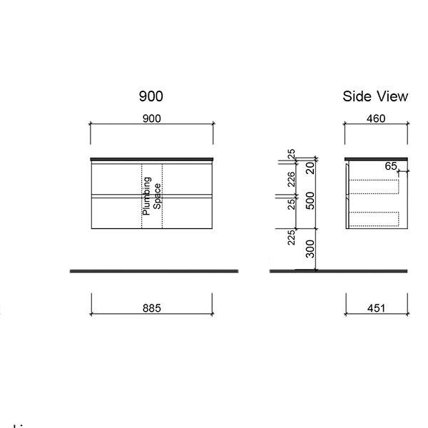 Timberline Nevada Plus Wall Hung Vanity with Above Counter Basin - Wellsons