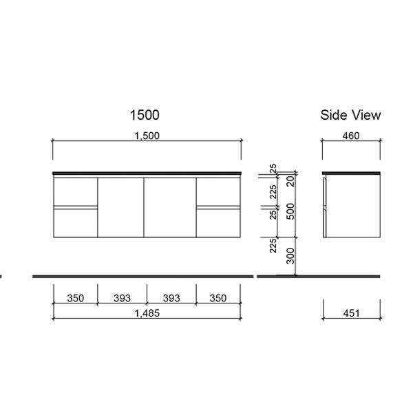 Timberline Nevada Wall Hung Vanity with Regal Acrylic Top - Wellsons