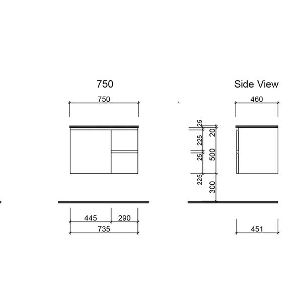 Timberline Nevada Wall Hung Vanity with Alpha Ceramic Top - Wellsons
