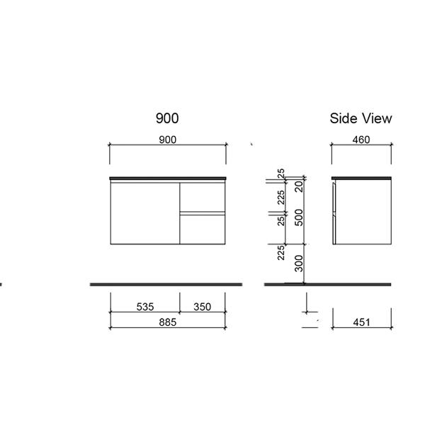 Timberline Nevada Wall Hung Vanity with Alpha Ceramic Top - Wellsons
