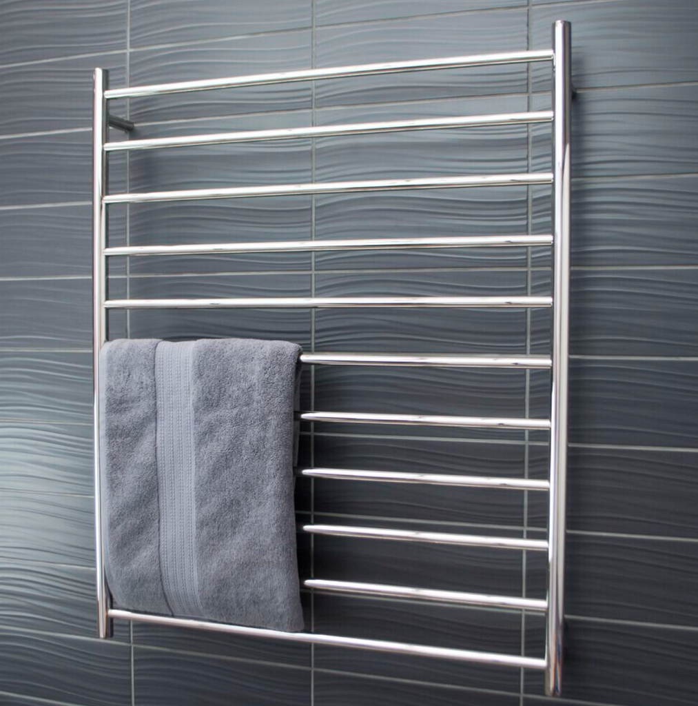 Radiant Heating Round Bars 240V Heated Towel Rails Polished 900 x 1100